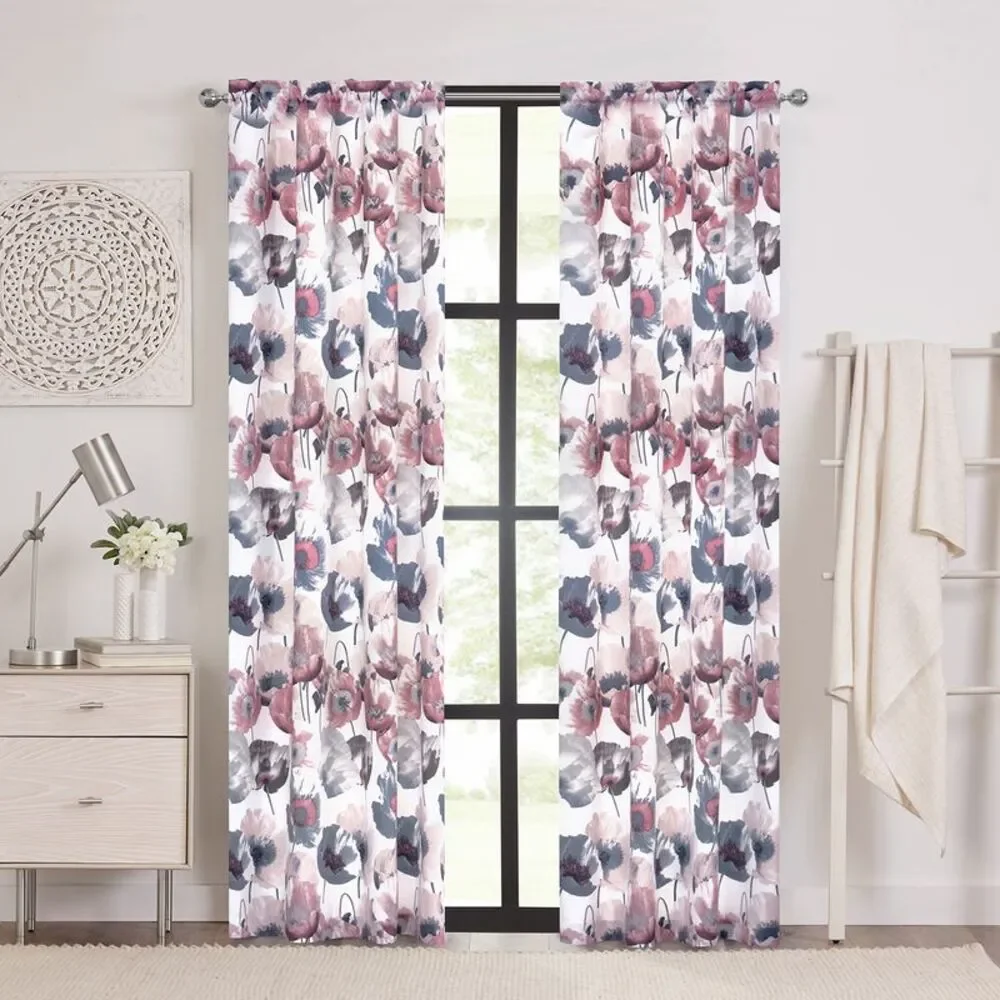 Achim Home Furnishing: Poppy Field Room Darkening Floral Window Curtains, Rod